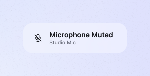 Shortcut feedback: Microphone Muted.